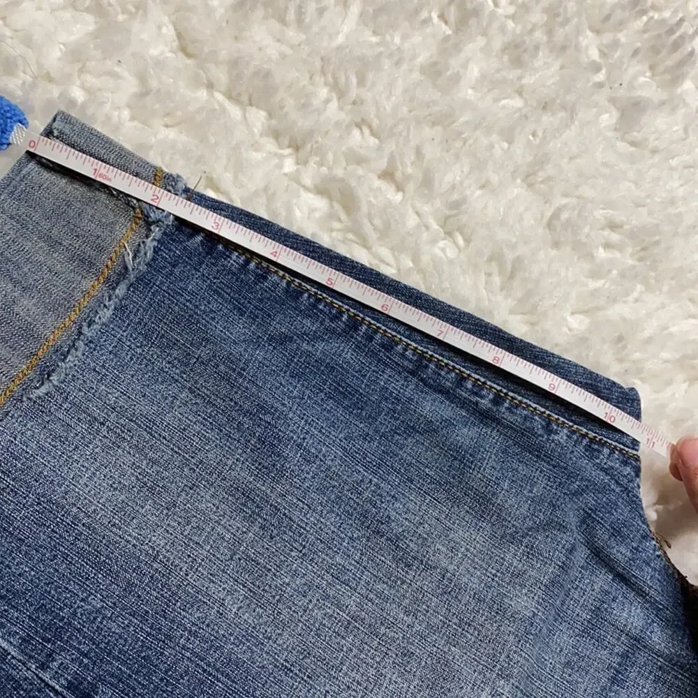 Bermuda Long Denim Shorts Capris Dark Wash W4